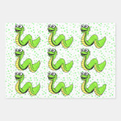 Het glimlachen van Cute Neon Green Yellow Snake op Inpakpapier Vel (Voorkant 2)
