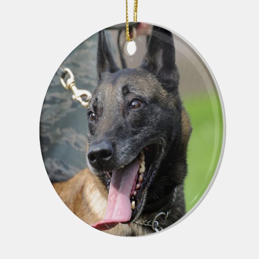 Het glimlachen van de Belgische Malinois Dog Keramisch Ornament (Links)