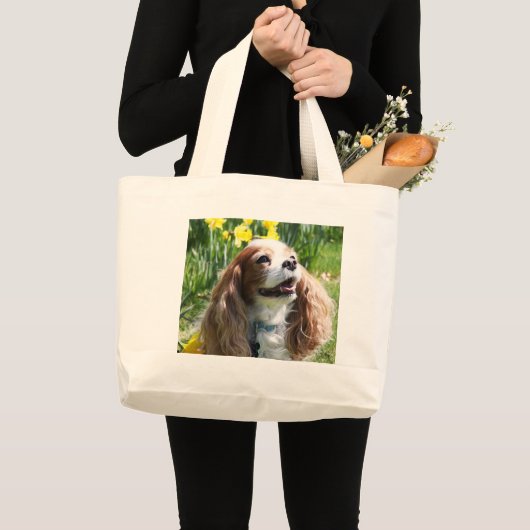 Het glimlachen van de Cavalier King Charles Spanie Grote Tote Bag (Voorkant (product))