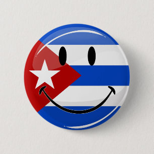 Het glimlachen van de Cubaanse vlag Ronde Button 5,7 Cm