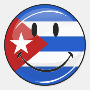 Het glimlachen van de Cubaanse vlag Ronde Sticker