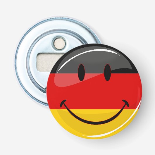 Het glimlachen van de Duitse vlag Button Flesopener (Voorkant)