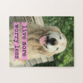 Het glimlachen van de gouden hond leeft nog zorgwe legpuzzel (Horizontaal)
