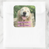 Het glimlachen van de gouden hond leeft nog zorgwe vierkante sticker (Tas)