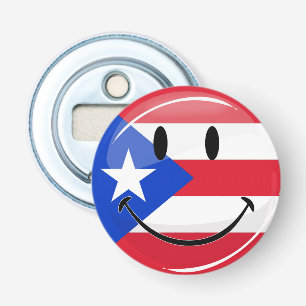 Het glimlachen van de Puerto Ricaanse vlag Button Flesopener