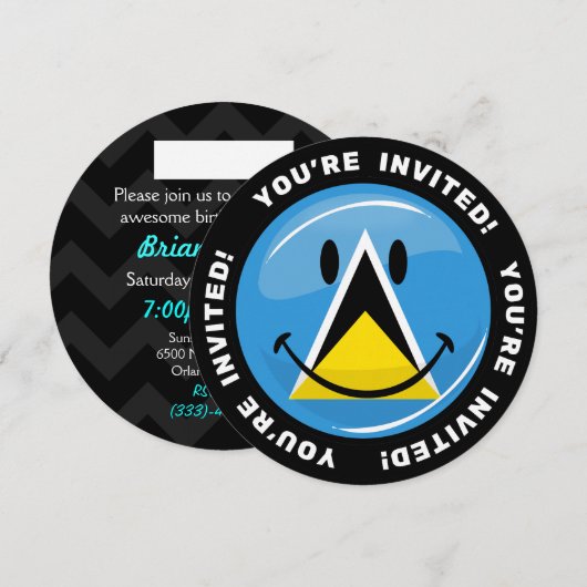 Het glimlachen van de vlag van Saint Lucia Kaart (Voorkant / Achterkant)