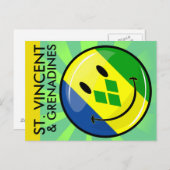 Het glimlachen van de vlag van St. Vincent en de G Briefkaart (Voorkant / Achterkant)