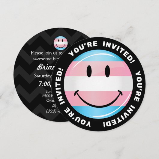 Het glimlachen van de vlag van Transgender Kaart (Voorkant / Achterkant)