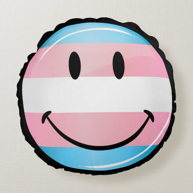 Het glimlachen van de vlag van Transgender Rond Kussen (Voorkant)