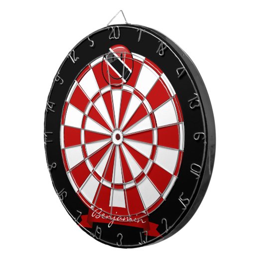 Het glimlachen van de vlag van Trinidad en Tobago Dartbord (Voorkant Rechts)