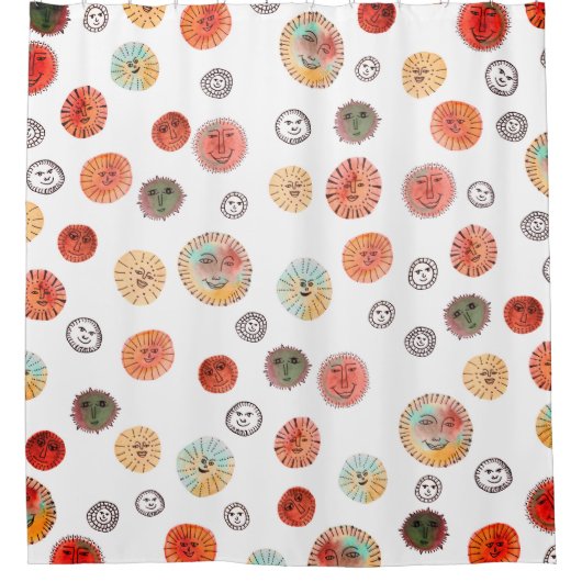 Het glimlachen van de Waterverf van de Zonne Whims Douchegordijn (Voorkant)