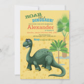 Het glimlachen van Dino Birthday Party Invitation Kaart (Voorkant)