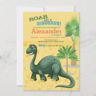 Het glimlachen van Dino Birthday Party Invitation Kaart