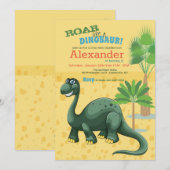 Het glimlachen van Dino Birthday Party Invitation Kaart (Voorkant / Achterkant)