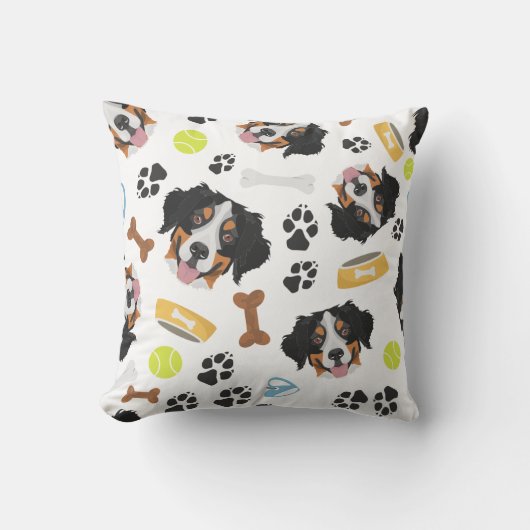 Het glimlachen van Dog Bernese Mountain Dog Kussen (Voorkant)