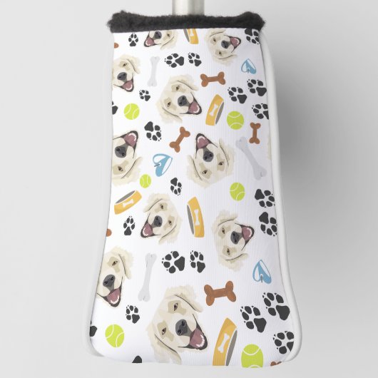 Het glimlachen van Dog Golden Retriever Golfheadcover (Draai 90)