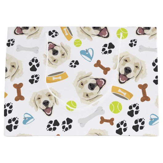 Het glimlachen van Dog Golden Retriever Groot Cadeauzakje (Voorkant)