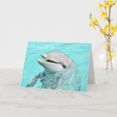 Het glimlachen van dolfijn denken aan jou kaart (Gele Bloem)