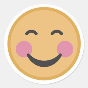 Het glimlachen van Emoji Blushing Face Ronde Sticker