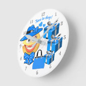 Het glimlachen van Emoji met winkelen, tijd om te  Ronde Klok (Hoek)