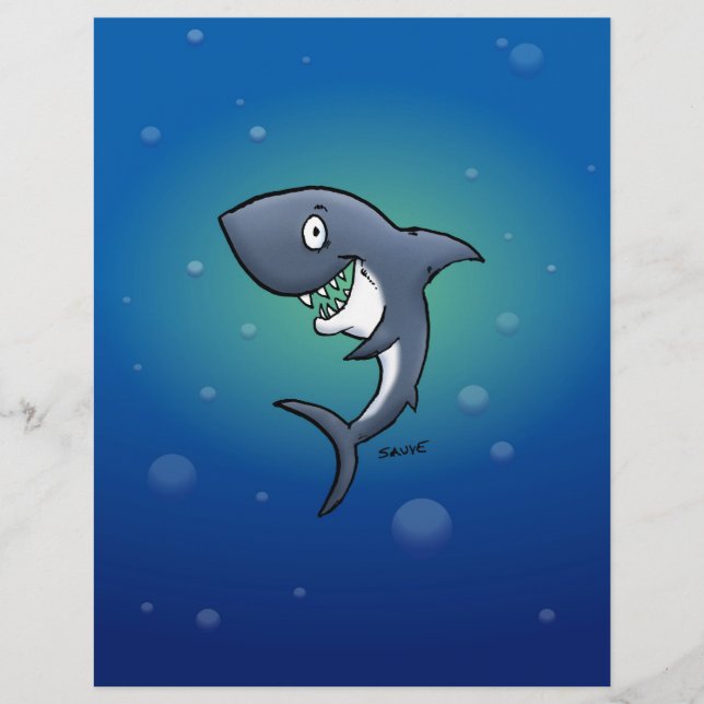 Het glimlachen van Funny Shark op blauwe achtergro (Voorkant)