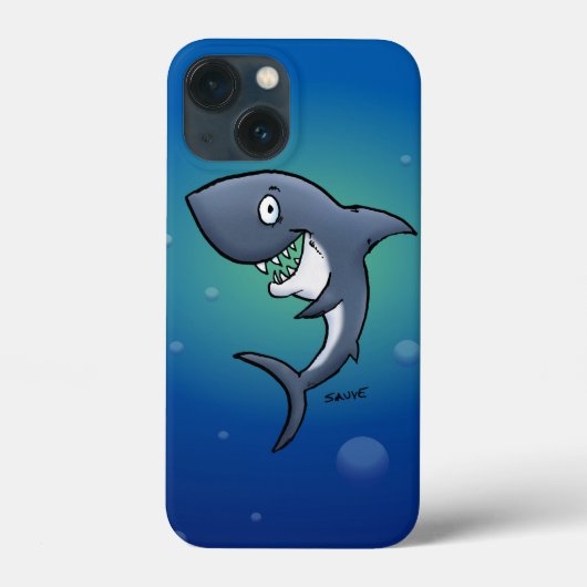 Het glimlachen van Funny Shark op blauwe achtergro Case-Mate iPhone Case (Achterkant)