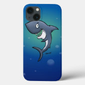 Het glimlachen van Funny Shark op blauwe achtergro Case-Mate iPhone Case (Achterkant)