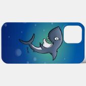 Het glimlachen van Funny Shark op blauwe achtergro Case-Mate iPhone Case (Achterkant (horizontaal))