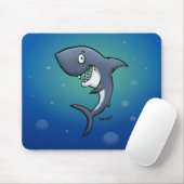 Het glimlachen van Funny Shark op blauwe achtergro Muismat (Met muis)