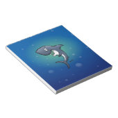 Het glimlachen van Funny Shark op blauwe achtergro Notitieblok (Schuin)
