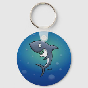 Het glimlachen van Funny Shark op blauwe achtergro Sleutelhanger