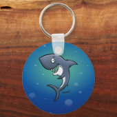 Het glimlachen van Funny Shark op blauwe achtergro Sleutelhanger (Voorkant)