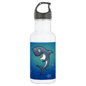 Het glimlachen van Funny Shark op blauwe achtergro Waterfles (Voorkant)