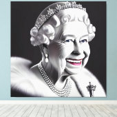Het glimlachen van gekruiste koningin Elizabeth Wa Canvas Afdruk (Insitu (Houten vloer))