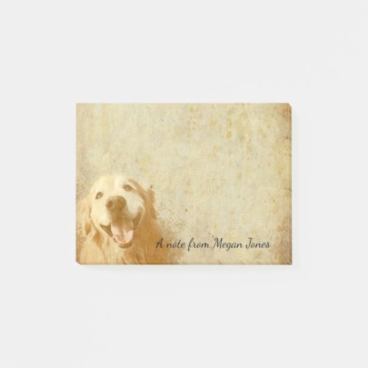 Het glimlachen van Golden Retriever Dog in  kleure Post-it® Notes (Voorkant)