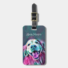Het glimlachen van Golden Retriever Dog in Neon Co