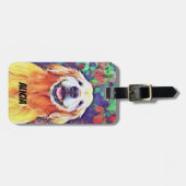 Het glimlachen van Golden Retriever Dog in Vibrant Bagagelabel (Voorkant horizontaal)