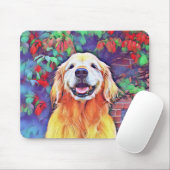 Het glimlachen van Golden Retriever Dog in Vibrant Muismat (Met muis)