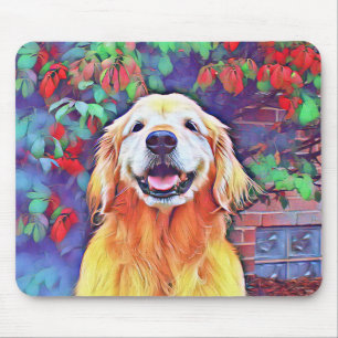 Het glimlachen van Golden Retriever Dog in Vibrant Muismat