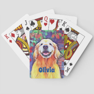 Het glimlachen van Golden Retriever Dog in Vibrant Pokerkaarten