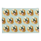 Het glimlachen van Golden Retriever Dog in Waterve Kussensloop (Achterkant-Rechts)