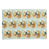 Het glimlachen van Golden Retriever Dog in Waterve Kussensloop (Voorkant-Rechts)