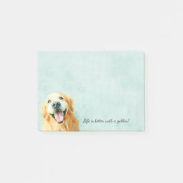Het glimlachen van Golden Retriever Dog in Waterve Post-it® Notes