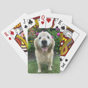 Het glimlachen van Golden Retriever Dog met bloem Pokerkaarten