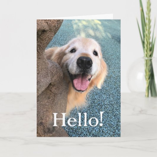 Het glimlachen van Golden Retriever Dog Popping Ou Kaart (Voorkant)