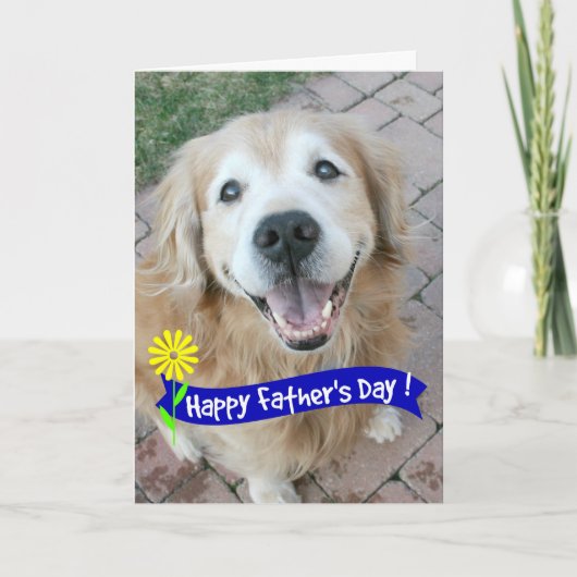 Het glimlachen van Golden Retriever Fathers Day Kaart (Voorkant)
