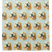 Het glimlachen van Golden Retriever in Waterverf Douchegordijn (Voorkant)