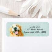 Het glimlachen van Golden Retriever in Waterverf Etiket (Insitu)