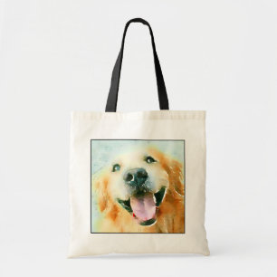 Het glimlachen van Golden Retriever in Waterverf Tote Bag