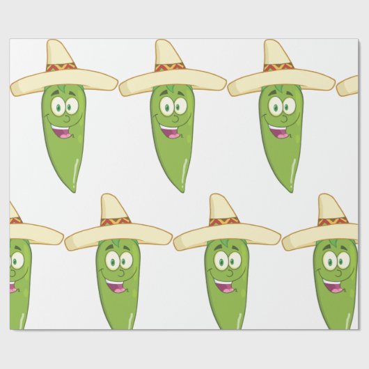 Het glimlachen van Green Chili Pepper Cadeaupapier (Vlak)
